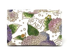 画像2: 【夏限定柄/限定Item】紫陽花 両面文庫革のパスカードホルダー［t］ (2)