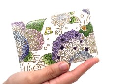 画像5: 【夏限定柄/限定Item】紫陽花 両面文庫革のパスカードホルダー［t］ (5)