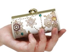 画像5: 【Xmas柄】スノーオーナメント＜ブロンズ＞ リップも入るハートまちの小物入れ（金唐柄） (5)