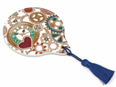 画像1: 時の歯車＜青緑＞ 手鏡（金唐柄）［t］ (1)