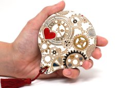 画像4: 時の歯車＜赤黒＞ 手鏡（金唐柄）［t］ (4)