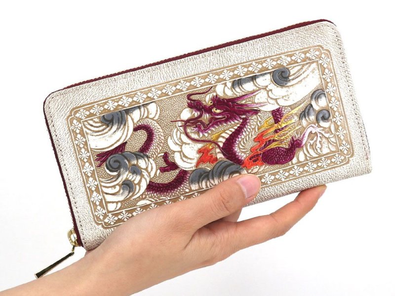 龍＜ワイン＞ ぐるっとファスナーの長財布［t］