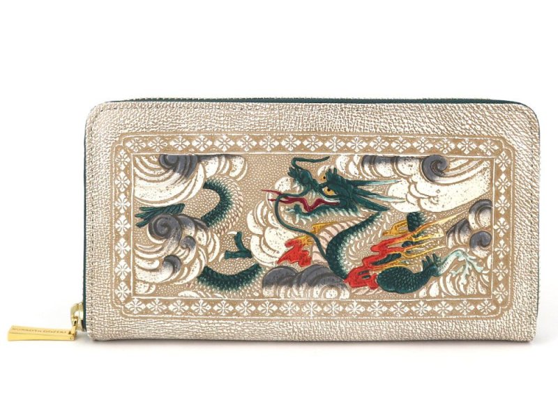 【未使用品】【美品】龍神　〈緑〉ぐるっとファスナー長財布　文庫大関 70726f647563742f696d672f323830