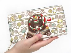 画像4: 【Xmas柄】編むくま ぐるっとファスナーの長財布［t］ (4)