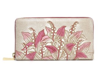 文庫屋大関 花柄 二つ折り財布　ジャスミン　ピンク　珊瑚　Mo Li Hua 文庫屋大関 花柄 二つ折り財布ジャスミンピンク珊瑚Mo Li Hua