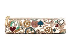 画像1: 時の歯車＜青緑＞ 三角マチのペンケース（金唐柄） (1)