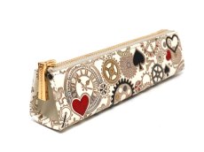 画像2: 時の歯車＜赤黒＞ 三角マチのペンケース（金唐柄） (2)