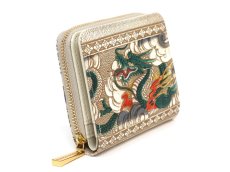 画像2: 龍＜緑＞ 二つ折りファスナーミニ財布［t］ (2)