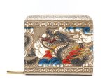 龍＜グレー＞ 二つ折りファスナーミニ財布［t］