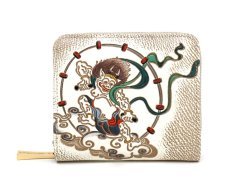 風神雷神 二つ折りファスナーミニ財布［t］