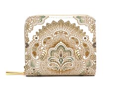 画像1: アンティークレース＜オリーブ＞ 二つ折りファスナーミニ財布［t］ (1)