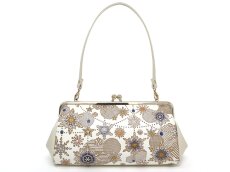 画像1: 【Xmas柄/限定Item】スノーオーナメント＜ラピス＞ がま口ハンドルクラッチ (金唐柄) (1)