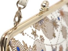 画像3: 【Xmas柄/限定Item】スノーオーナメント＜ラピス＞ がま口ハンドルクラッチ (金唐柄) (3)