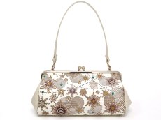 画像1: 【Xmas柄/限定Item】スノーオーナメント＜ブロンズ＞ がま口ハンドルクラッチ (金唐柄) (1)