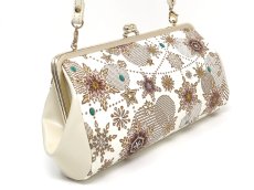 画像2: 【Xmas柄/限定Item】スノーオーナメント＜ブロンズ＞ がま口ハンドルクラッチ (金唐柄) (2)