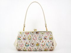 完売【予約限定】花と猫<ミックス> がま口ハンドルクラッチ