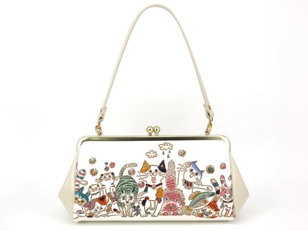 画像1: 完売【限定アイテム】ネコ集合 がま口ハンドルクラッチ