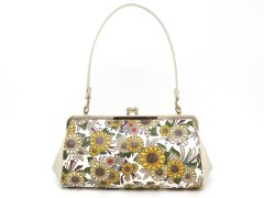 完売【夏限定柄/限定Item】ひまわり がま口ハンドルクラッチ