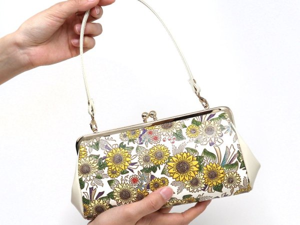 画像4: 【夏限定柄/限定Item】ひまわり がま口ハンドルクラッチ