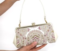 画像4: 完売【限定アイテム】アンティークレース＜ピオニー＞ がま口ハンドルクラッチ (4)