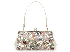 画像1: 【限定Item】時の歯車＜青緑＞ がま口ハンドルクラッチ (金唐柄) (1)