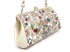 画像2: 【限定Item】時の歯車＜青緑＞ がま口ハンドルクラッチ (金唐柄) (2)
