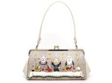 画像2: 【限定Item】ノーブルアニマルズ がま口ハンドルクラッチ (金唐柄) (2)