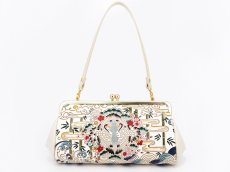 画像1: 完売【予約限定】むかい鶴 がま口ハンドルクラッチ (絢爛柄) (1)