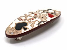 画像2: 時の歯車＜赤黒＞ バレッタ（金唐柄）［t］ (2)