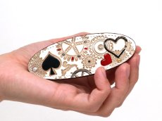 画像4: 時の歯車＜赤黒＞ バレッタ（金唐柄）［t］ (4)