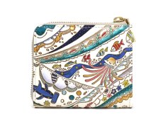画像2: 【夏限定柄/限定Item】海はひろいな L字ファスナーの小さなお財布（金唐柄）［t］ (2)