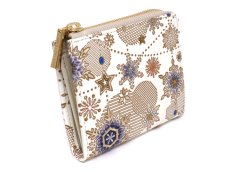 画像2: 【Xmas柄/限定Item】スノーオーナメント＜ラピス＞ L字ファスナーの小さなお財布（金唐柄）［t］ (2)