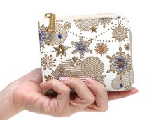 画像4: 【Xmas柄/限定Item】スノーオーナメント＜ラピス＞ L字ファスナーの小さなお財布（金唐柄）［t］ (4)