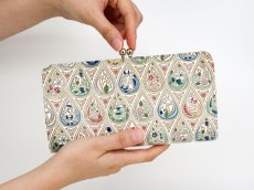 画像4: 完売【予約限定】花と猫＜インディゴ＞ がま口長財布［t］ (4)