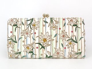 文庫屋 大関 いちご柄がま口財布 ホワイト 文庫屋大関 いちご がま口