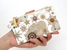 画像5: 【Xmas柄】スノーオーナメント＜ブロンズ＞ すっきりカードケース（金唐柄）［t］ (5)