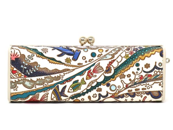 画像2: 【夏限定柄/限定Item】海はひろいな がま口ペンケース（金唐柄）