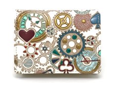 画像1: 時の歯車＜青緑＞ 箱まち小銭入れ（金唐柄）［t］ (1)