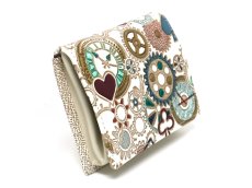 画像2: 時の歯車＜青緑＞ 箱まち小銭入れ（金唐柄）［t］ (2)