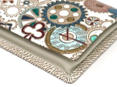 画像3: 時の歯車＜青緑＞ 箱まち小銭入れ（金唐柄）［t］ (3)