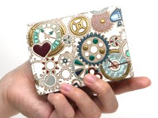 画像4: 時の歯車＜青緑＞ 箱まち小銭入れ（金唐柄）［t］ (4)