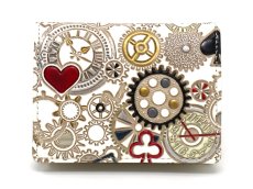 画像1: 時の歯車＜赤黒＞ 箱まち小銭入れ（金唐柄）［t］ (1)