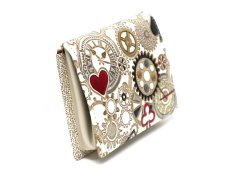 画像2: 時の歯車＜赤黒＞ 箱まち小銭入れ（金唐柄）［t］ (2)