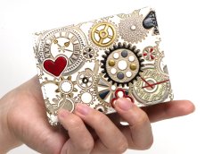 画像4: 時の歯車＜赤黒＞ 箱まち小銭入れ（金唐柄）［t］ (4)