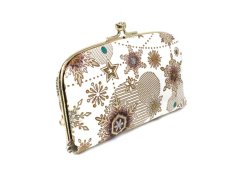 画像2: 【Xmas柄】スノーオーナメント＜ブロンズ＞ 天溝がま口（金唐柄）［t］ (2)