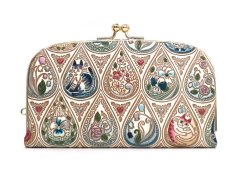 花と猫＜インディゴ＞ 天溝がま口［t］