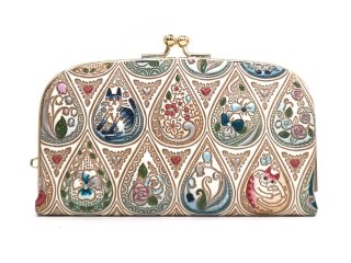 花と猫＜インディゴ＞ 天溝がま口［t］