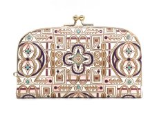 画像1: 雅＜紫＞ 天溝がま口（金唐柄）［t］ (1)