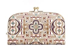 雅＜紫＞ 天溝がま口（金唐柄）［t］