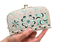 画像4: 錦紗＜緑＞ 天溝がま口［t］ (4)